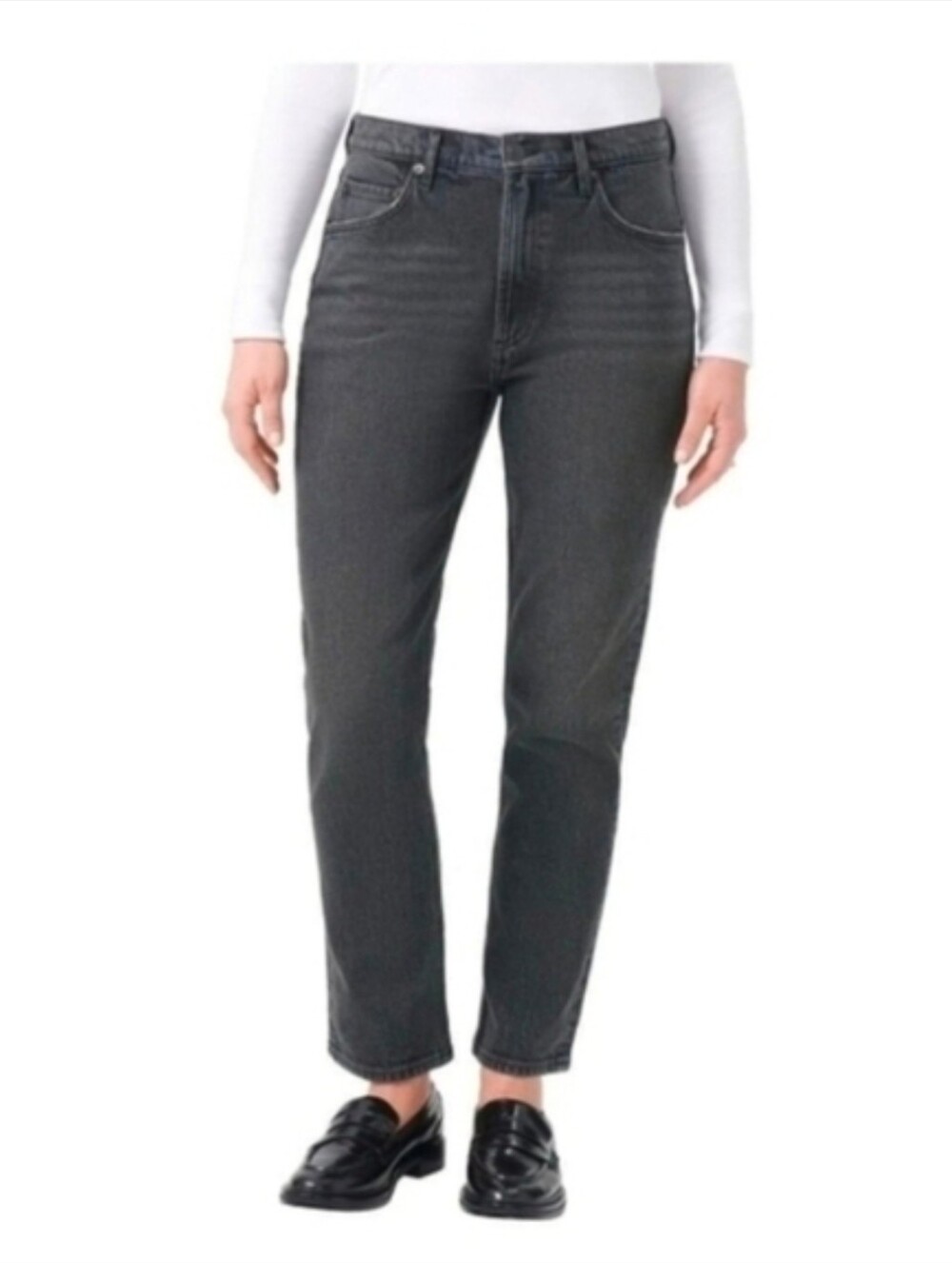 Kirkland Signature Women's High-Rise Straight Leg Jea Gray Inseam 28 Size 2